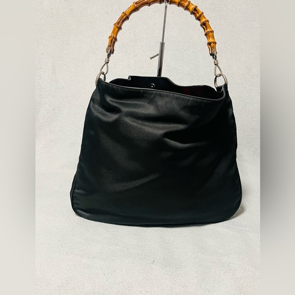 Gucci Handbags - Gucci Bamboo Nylon/ Patented Leather Shoulder Bag